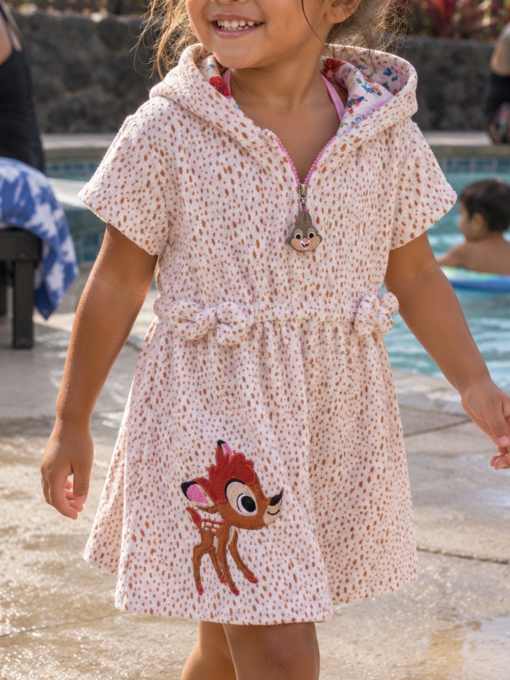 Disney Bambi Girls 4T Hooded Cover Up Swim Dress UPF 50+